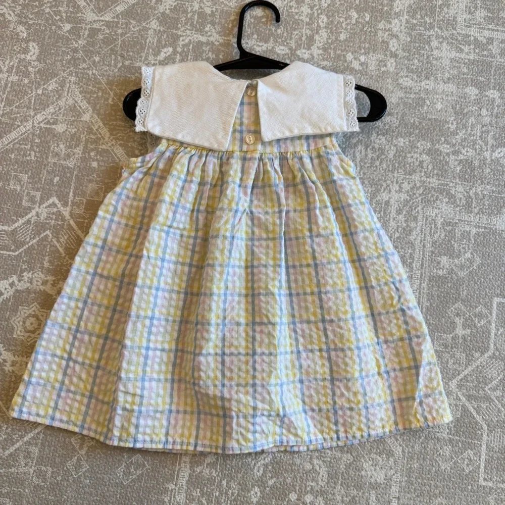 Vintage‎ Youngland Bebe 18M Dress Plaid Butterfly Flower Applique Spring Easter